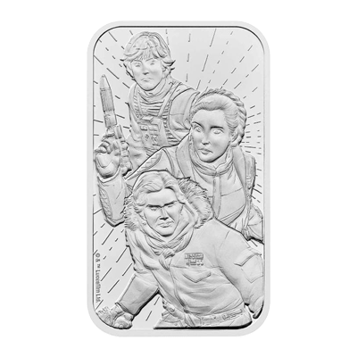 A picture of a 1 oz Star Wars - Light Side Silver Minted Bar (2024)